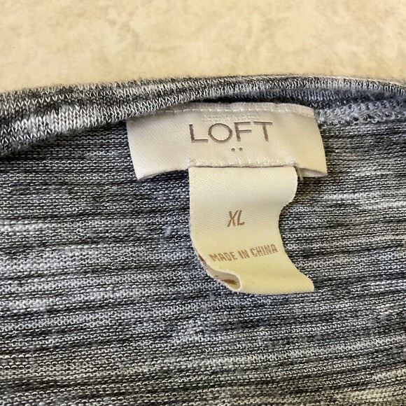 ANN TAYLOR LOFT Cardigan Sweater XL long line Black/ White Space Dyed Open Front - Picture 8 of 9